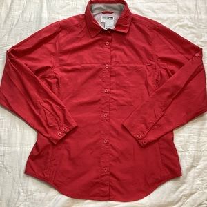 Sun Protection: REI Vibrant Red Women's Button Down Shirt